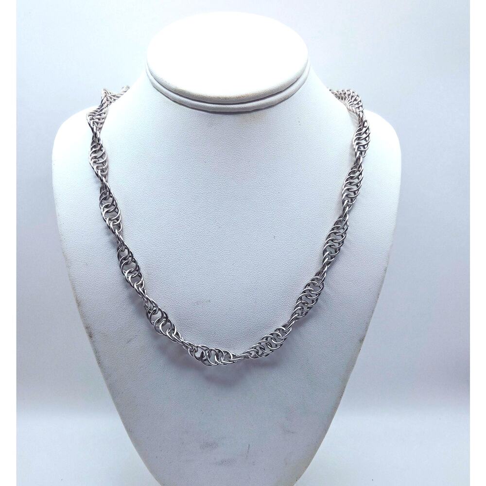 Hand Crafted Chainmaille Stainless Steel Spiral Rope Necklace 13" Unisex